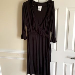 Black maternity dress with belt tie